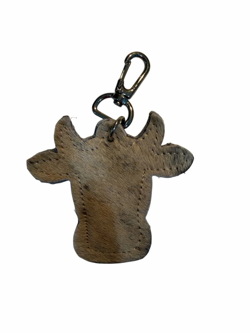 Leather Cow Head Keychain - Tan